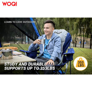 เก้าอี้พับพกพา WOQI สำหรับตั้งแคมป์กลางแจ้ง เก้าอี้สนามโครงอะลูมิเนียม ผ้าอ๊อกซ์ฟอร์ด พร้อมที่วางแก้ว - Product Image 4