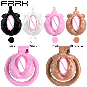 FRRK erkek plastik Chastity kafes kilit yüzükler gerçekçi klitoris şekli ile eşcinsel seks Chastity kafes oyun topu esaret erotik seks dükkanı - Product Image 2