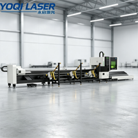 YOQI Q7-16 Bundle Découpeuse laser à fibre à double mandrin à chargement automatique 1500W-6000W pour tubes en acier et aluminium, découpe laser CNC 3 axes avec IA