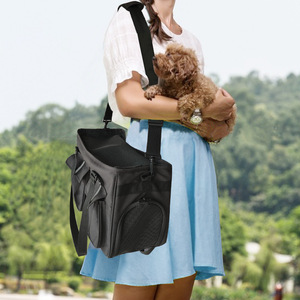 Pet Carrier Soft-Sided <b>Black</b> Canvas Dog Cat Travel Bag Portable Crossbody <b>Backpack</b> For <b>Small</b> Pets - Product Image 2