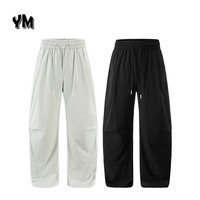 Mode personnalisée pour hommes, pantalon cargo surdimensionné, décontracté, ample, jambes larges, couleur unie, baggy, jogging, taille élastique, pantalon de sport vierge