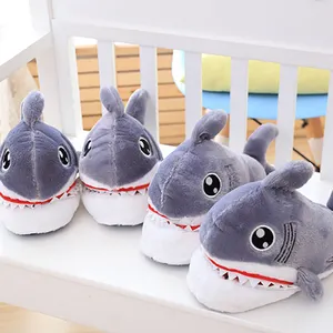 Bán Buôn Vui Comfy Mùa Đông Ấm Unisex Một Kích Thước Trong Nhà Phòng Ngủ Động Vật Slides Lông Plush Shark Dép