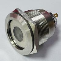 Interrupteur à bouton-poussoir métallique éclairé ZLQ25A-SWP11Z-DW36V-S, SPDT à verrouillage, IP67 IK10, boîtier en acier inoxydable, bouton plat