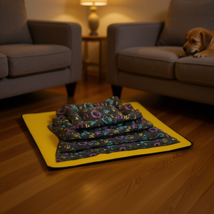 Set di Quattro Tappetini per Cani con Fondo Antiscivolo Quadrato e Motivo, Eleganti Lettini per Animali Domestici - Product Image 3