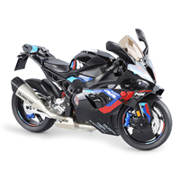 Modèle de moto KKL 1:9 en alliage moulé sous pression Aero 1000 avec lumières RC, son, direction, amortisseurs, support ouvrable, démarrage à clé, batterie au lithium