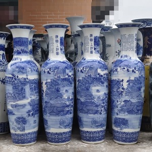 Grande <span class=keywords><strong>Vaso</strong></span> da Terra in <span class=keywords><strong>Ceramica</strong></span> <span class=keywords><strong>Blu</strong></span> e Bianca in Stile Cinese per Decorazione Hall Hotel - Product Image 5