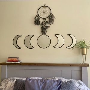 Modern Natural Wood Moon Phase <strong>Wall</strong> <strong>Mirror</strong> <strong>Set</strong> Home Decor Eco-Friendly Handmade Adjustable Durable Home Decor for All Occasions - Product Image 4