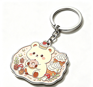Cute <b>Cartoon</b> Bear Acrylic Keychain Metal Look Key <b>Ring</b> Irregular Shape Light Weight Gift Souvenir - Product Image 2