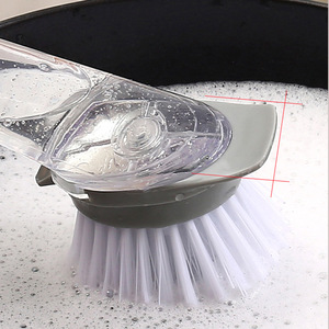 Kitchen long-<b>handled</b> pot brush, dishwashing <b>sponge</b>, press-type automatic liquid dispensing pot brush, household dishwashing - Product Image 4