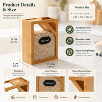 Organisateur de cuisine rectangulaire multifonctionnel personnalisé pour le sucre, les noix, les grains de café, les céréales, le thé, récipient de stockage alimentaire en bambou