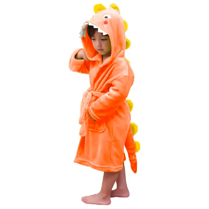 Children Hooded Bathrobe Animal Robe Kids Pajamas Dressing Gown Gift
