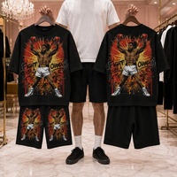 Ensemble 2 pièces t-shirt et short pour homme en coton 100% 380 GSM, respirant, de haute qualité, imprimé sur mesure, style tissé, idéal pour l'été