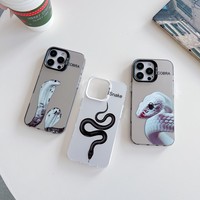 Funda de Teléfono con Diseño de Ojo de Serpiente Largo Negro IMD OEM de Fábrica para iPhone 11, 16 Pro, 12, 13, 14, 15 Pro, Funda Estética para iPhone 17 Pro Max