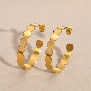 Fashion <b>Fine</b> Jewelry <b>Earring</b> 18k Gold Plated Link Hoop <b>Earrings</b> for Wedding Gift - Product Image 3