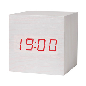 Modern Portable Wooden Cube LED Desk Alarm <strong>Clock</strong> Fashionable Home Decorative Wall <strong>Clock</strong> Quartz USB <strong>Battery</strong> Electronic Digital - Product Image 4