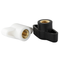 Écrou à poignée en plastique M3 M6 M8, écrou à oreilles en T, couleur noire, insert en laiton, écrou à pouce en T, entièrement fileté, autobloquant