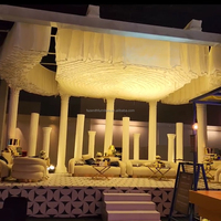 S-shaped White Ceiling Curtain Led Light Ceiling Drapes With Light Strip for Wedding Ceiling Decoration