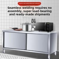Établi de cuisine commerciale Comptoir de table de travail en acier inoxydable à double passage pour couper les légumes Fournitures de restaurant d'hôtel