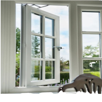 Fenêtre à battant horizontale en PVC/UPVC, double vitrage, verre trempé, insonorisée, avec moustiquaire en fibre de verre, en plastique