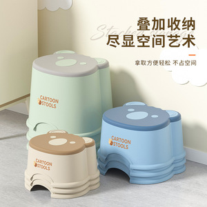 Cartoon <b>Stools</b> <b>Plastic</b> Step <b>Stool</b> Non Slip Thickened 50kg Load Capacity For Bathroom Shower Shoe Changing Kids Home Use - Product Image 3