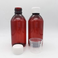 Flacon de sirop contre la toux en forme de cylindre, très vendu, 200 ml, contenant de médicaments liquides en PET avec bouchon à vis anti-effraction et bouchon doseur