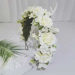 White Flower Headband For Women Wholesale Wedding Tiara Floral Garlands Hairband Hair Accessories Hawaiian Flower Headband Crown