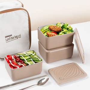 Lunch <b>Box</b> Bag Insulated Rectangle 0.5L For Office Students Microwave Heating - Product Image 2