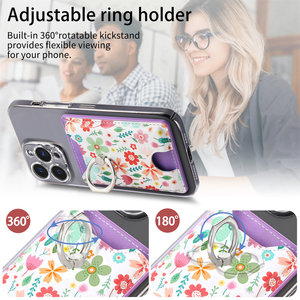 Tarjetero Adhesivo de Cuero PU Duradero para Teléfono, Cartera con Múltiples Ranuras, Monedero, Anillo Soporte para iPhone, <span class=keywords><strong>Samsung</strong></span>, Google Pixel, RedMI - Product Image 5