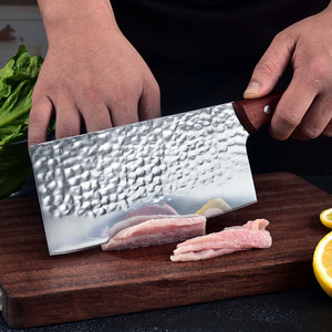 Cuchillo de cocina forjado a mano, cuchillo de carnicero de acero inoxidable, cuchillo afilado para rebanar, popular en puestos callejeros y ferias comerciales. - Product Image 3