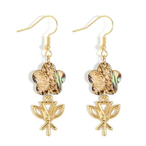 Hot sale samoa flower design abalone shell paper small drop fashion jewelry earrings for women