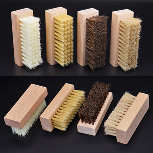 Brosse à chaussures en crin de cheval, bois de hêtre massif, petite brosse carrée pour le nettoyage et l'élimination de la poussière - Product Image 2