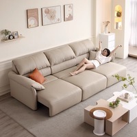 Canapé inclinable électrique en cuir, design oreille d'éléphant, accoudoirs larges, assise profonde extensible, minimaliste pour petit espace, salon, appartement