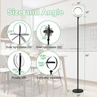 Lampe sur pied moderne à LED orientable avec télécommande, intensité réglable, hauteur ajustable, lampe circulaire multifonctionnelle pour salon et chambre à coucher