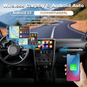 راديو ستريو أوتوماتيكي HD أندرويد لاسلكي لتشغيل-Carplay Jeep wangler JK Ford GPS اتصال USB مزدوج الدين - Product Image 5
