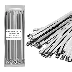 Wholesale 100pcs/bag stainless steel cable tie 4.6x450mm Ball Lock Self-locking 304metal cable ties Stainless Steel Zip Tie