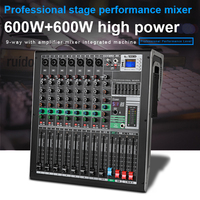 Console de mixage DJ YAIKA GM9 avec 99 types d'effets DSP intégrés, 600W+600W, 9 canaux, amplificateur alimenté certifié CE et mixeur audio