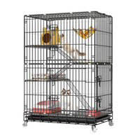 Villa pour chat surélevée multi-niveaux pliable et respirante en fer, enclos d'élevage intérieur facile à ranger