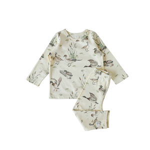 Winter New Born Printed Jersey Knit Fabric 100 Organic Cotton <strong>Pyjamas</strong> for Baby Girl Boy Cotton Baby Pajamas - Product Image 2