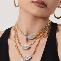 Collier ras du cou texturé en perles d'eau douce naturelles avec grand pendentif zircon œil de cheval, style européen et américain, nouvelle collection pour femme Mili