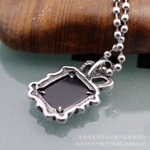 yunnique Vintage Crown Pendant Black Gemstone <b>Titanium</b> Steel Necklace Gift Jewelry - Product Image 4