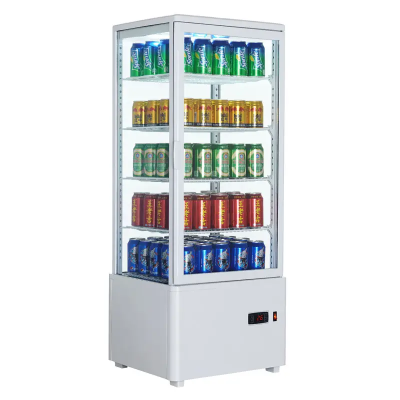 ตู้โชว์เบเกอรี่แก้วสี่ด้านกระจกแสดงผลเคาน์เตอร์ตู้เย็นตู้เย็นตู้เย็นแช่แข็ง XC-98L กระจกประตูบานเลื่อน98L