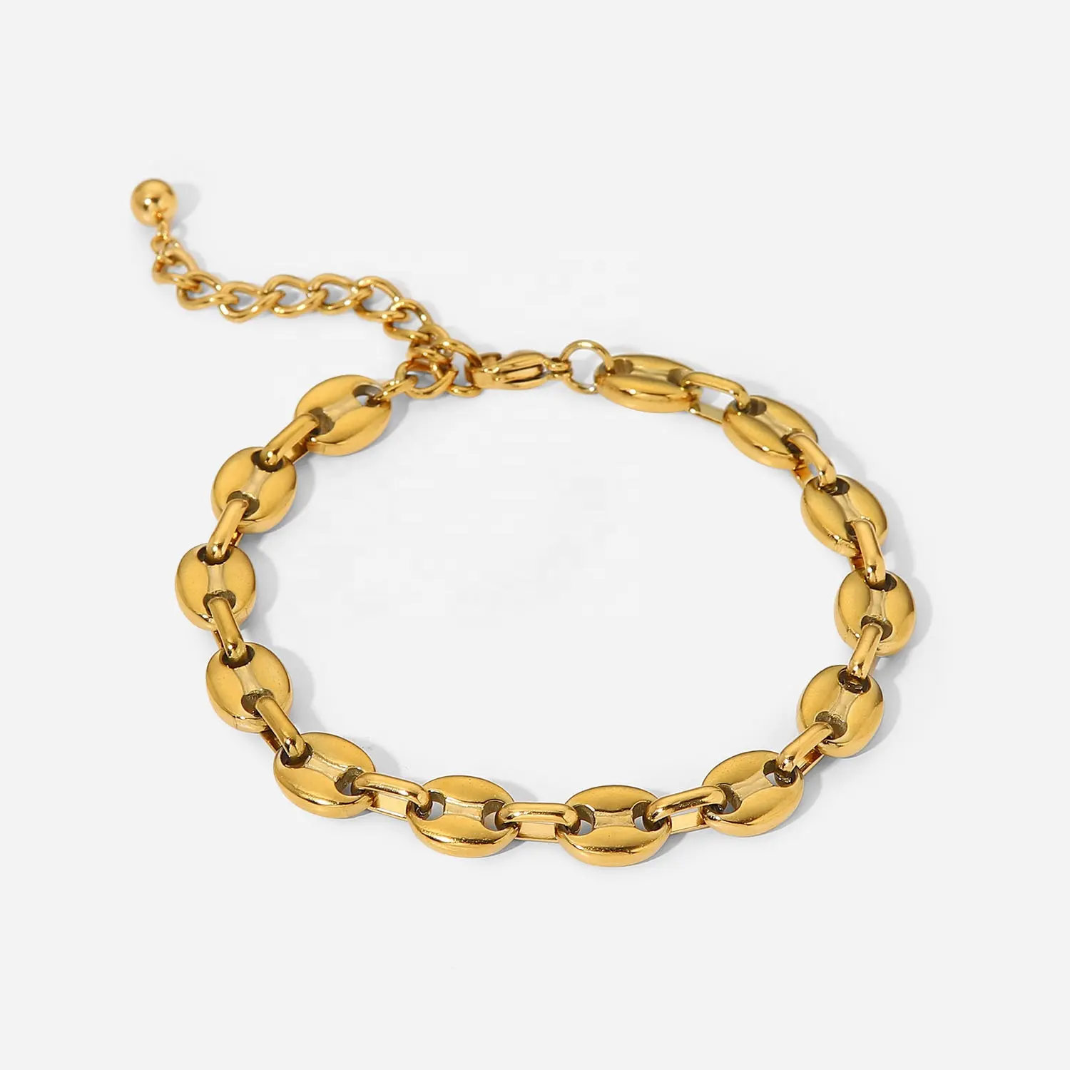 Tobillera de cadena con diseño de Nariz de cerdo INS para mujer, tobillera chapada en oro de 18K, de acero inoxidable, granos de café, joyería para pies