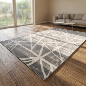 Modern Geometric Area <b>Rug</b> Rectangle Gray White Tufted Wool Acrylic Living Room <b>Rug</b> Medium Pile Stain Resistant - Product Image 5