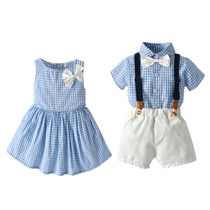 Tenues d'été décontractées de style japonais pour Brother Sister Baby Boys' <span class=keywords><strong>Short</strong></span> à manches courtes <span class=keywords><strong>Short</strong></span> à bretelles Chapeau de soleil pour filles - Product Image 6