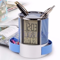 Porte-stylos et crayons multifonctionnel en maille pour bureau, calendrier perpétuel, fournitures de bureau, boîte de rangement pour stylos LED numériques, best-seller