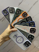 Coque de téléphone magnétique transparente en PC avec cadre d'objectif métallique amélioré, prête à l'emploi, pour iPhone 11/16 Pro/Pro Max