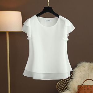 Camicetta da <span class=keywords><strong>donna</strong></span> nuova estate camicia allentata in Chiffon con scollo a o camicetta a maniche corte da <span class=keywords><strong>donna</strong></span> camicie <span class=keywords><strong>oversize</strong></span> Top e camicette da <span class=keywords><strong>donna</strong></span> - Product Image 5