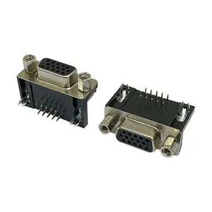 9pin FPIC DSUB Konektor VGA Soket Crossing Emas Dip Konektor Perempuan Pcb DR 10pin 15pin D SUB Konektor