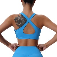 Soutien-gorge de sport effet seconde peau avec cordon de serrage latéral et fronces pour femme, maintien élevé, antichoc, débardeur de yoga, évacuation de l'humidité, vêtement de sport court pour la gym