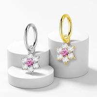 Boucle d'oreille créole en forme de fleur pour cartilage, nouveau design 2026, anneau de piercing nasal, bijoux de piercing corporel en cuivre pour narine